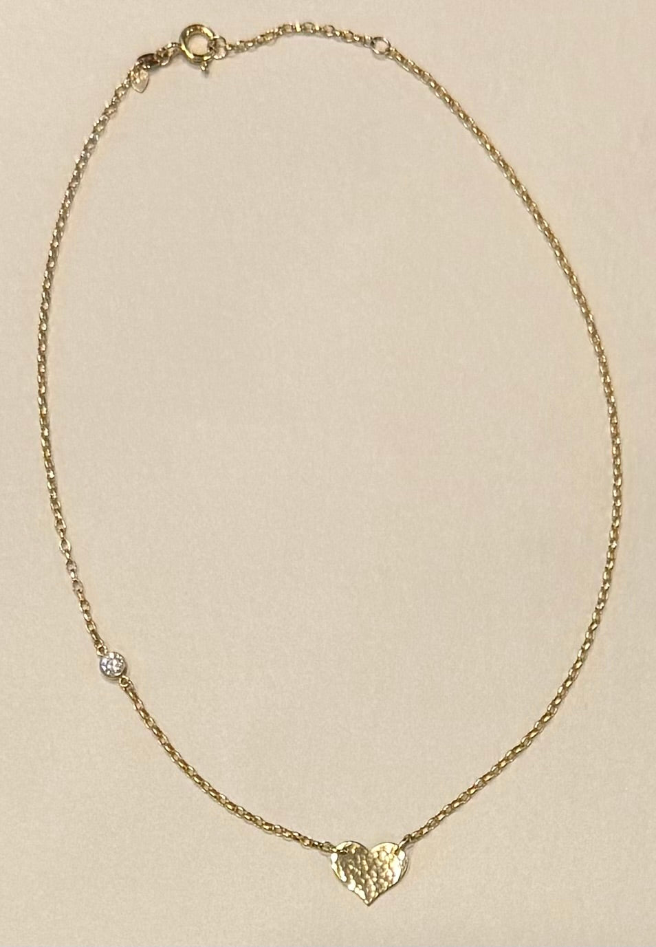 Gold Hammered Heart Necklace