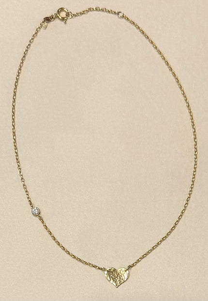 Gold Hammered Heart Necklace