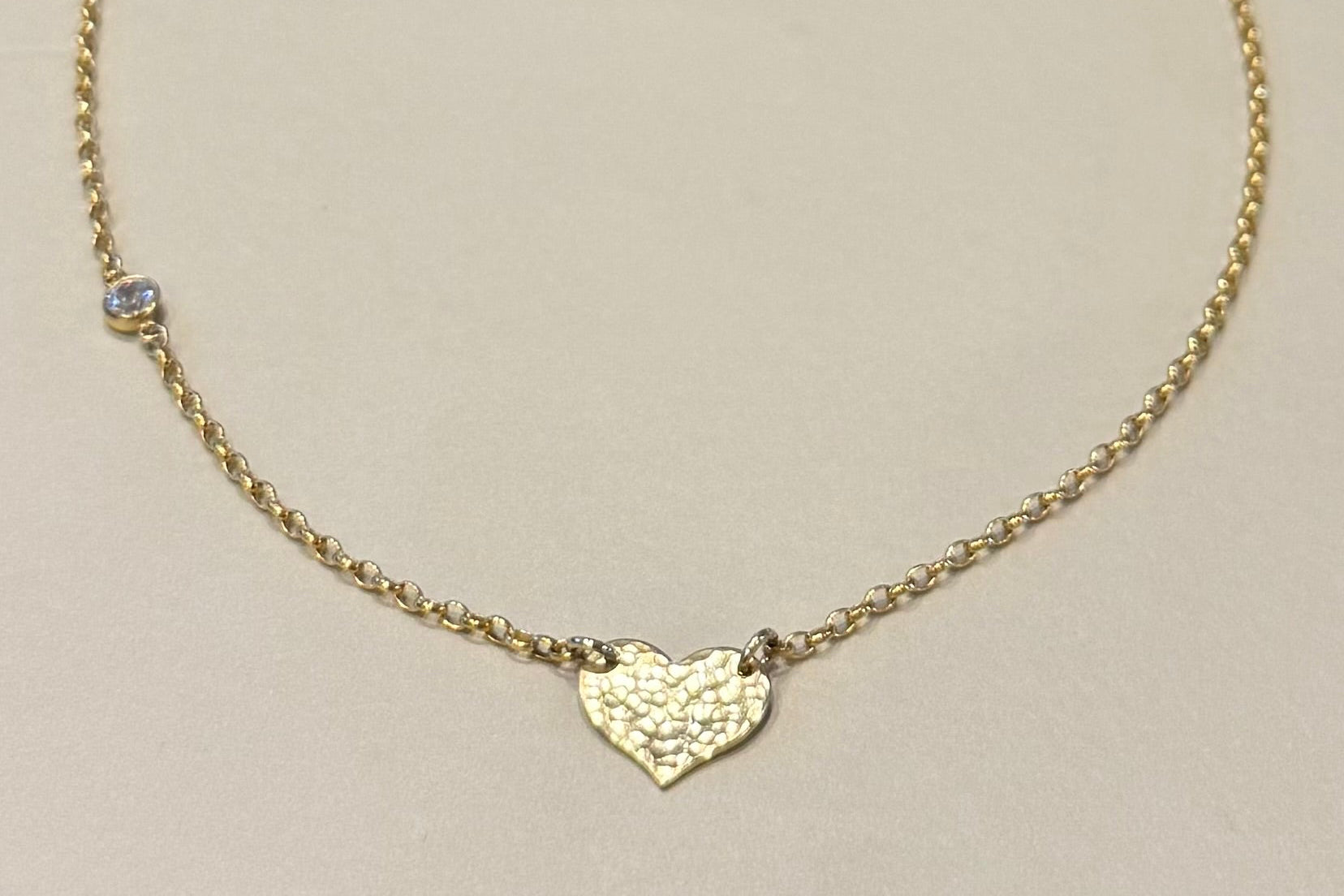 Gold Hammered Heart Necklace