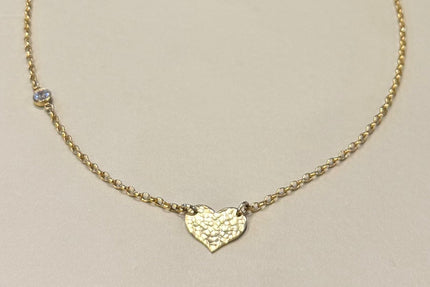 Gold Hammered Heart Necklace