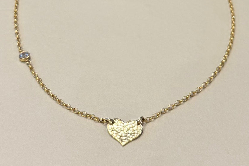 Gold Hammered Heart Necklace