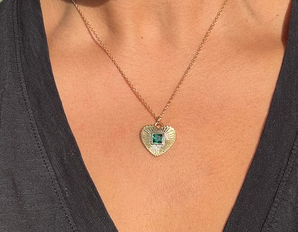 Gold Emerald Heart Necklace