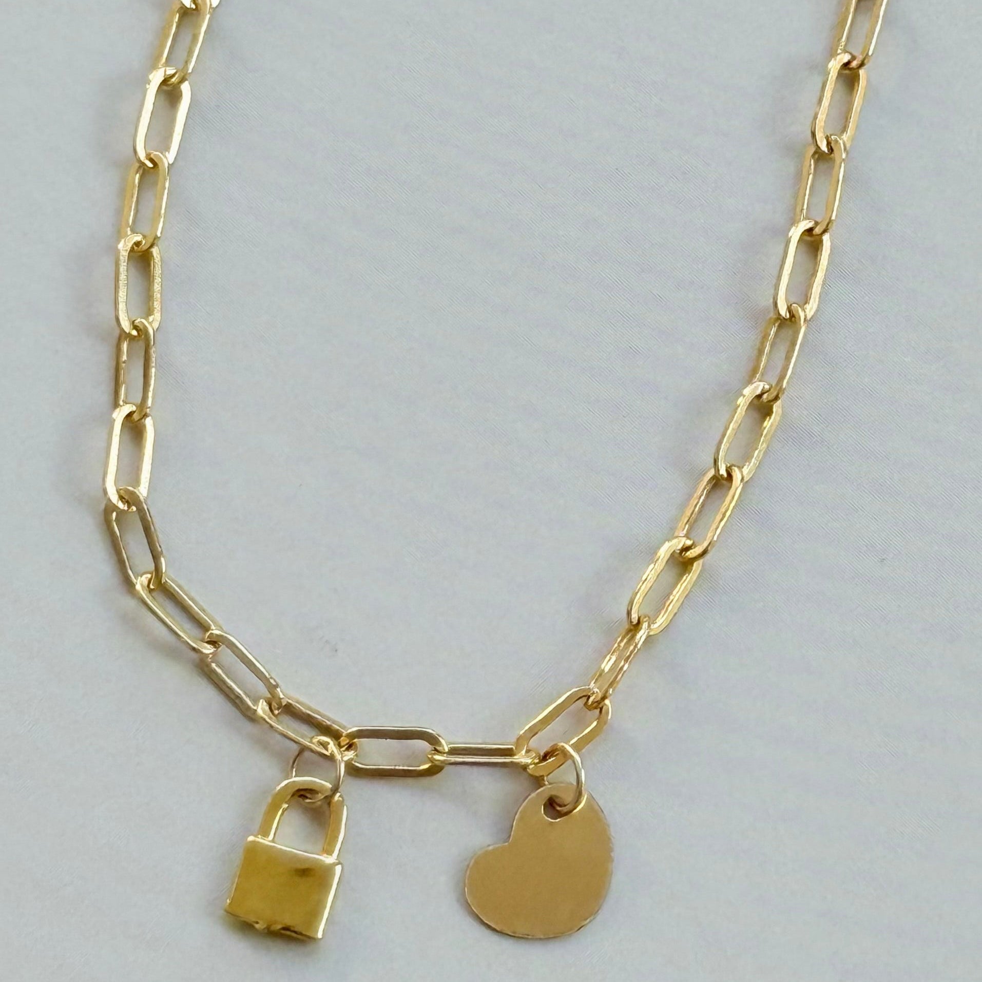 Gold Locked  Down Heart Bracelet