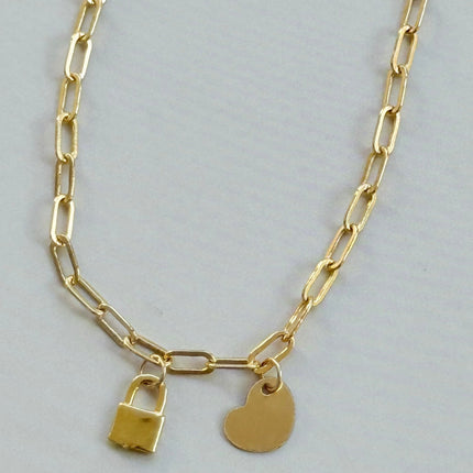 Gold Locked  Down Heart Bracelet