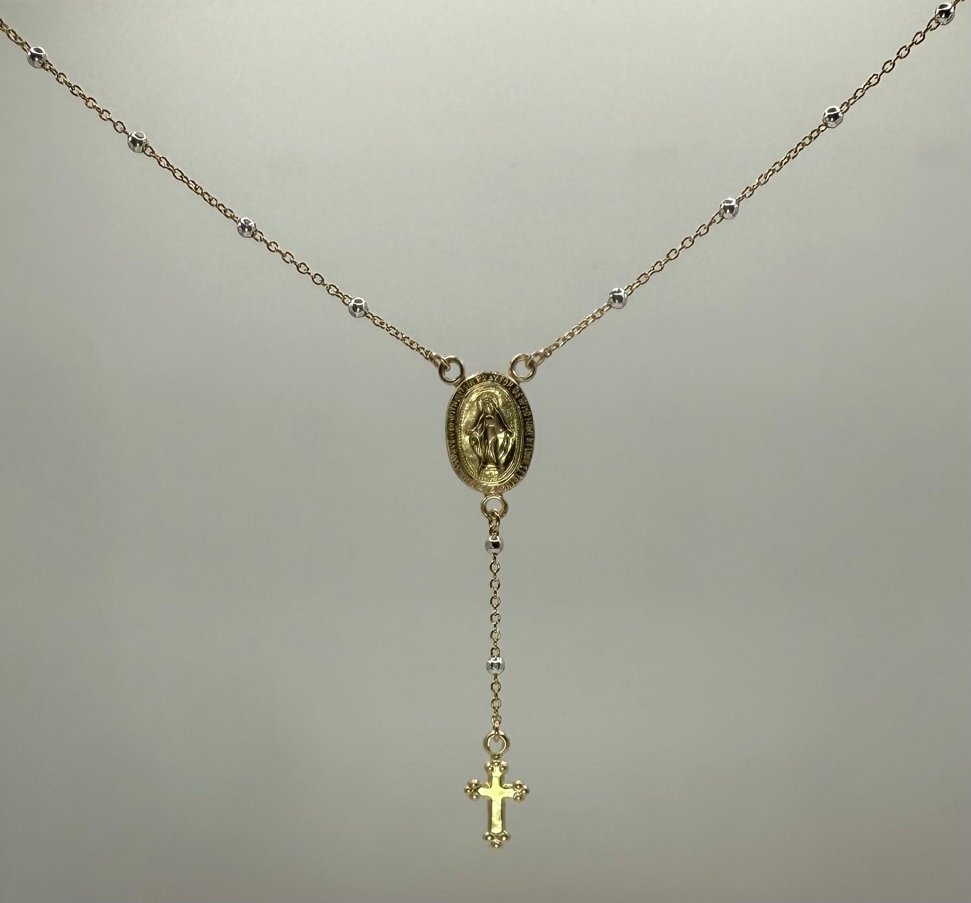 Sterling Silver Gold Filled Lariat Rosary Necklace