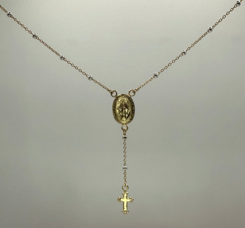Sterling Silver Gold Filled Lariat Rosary Necklace