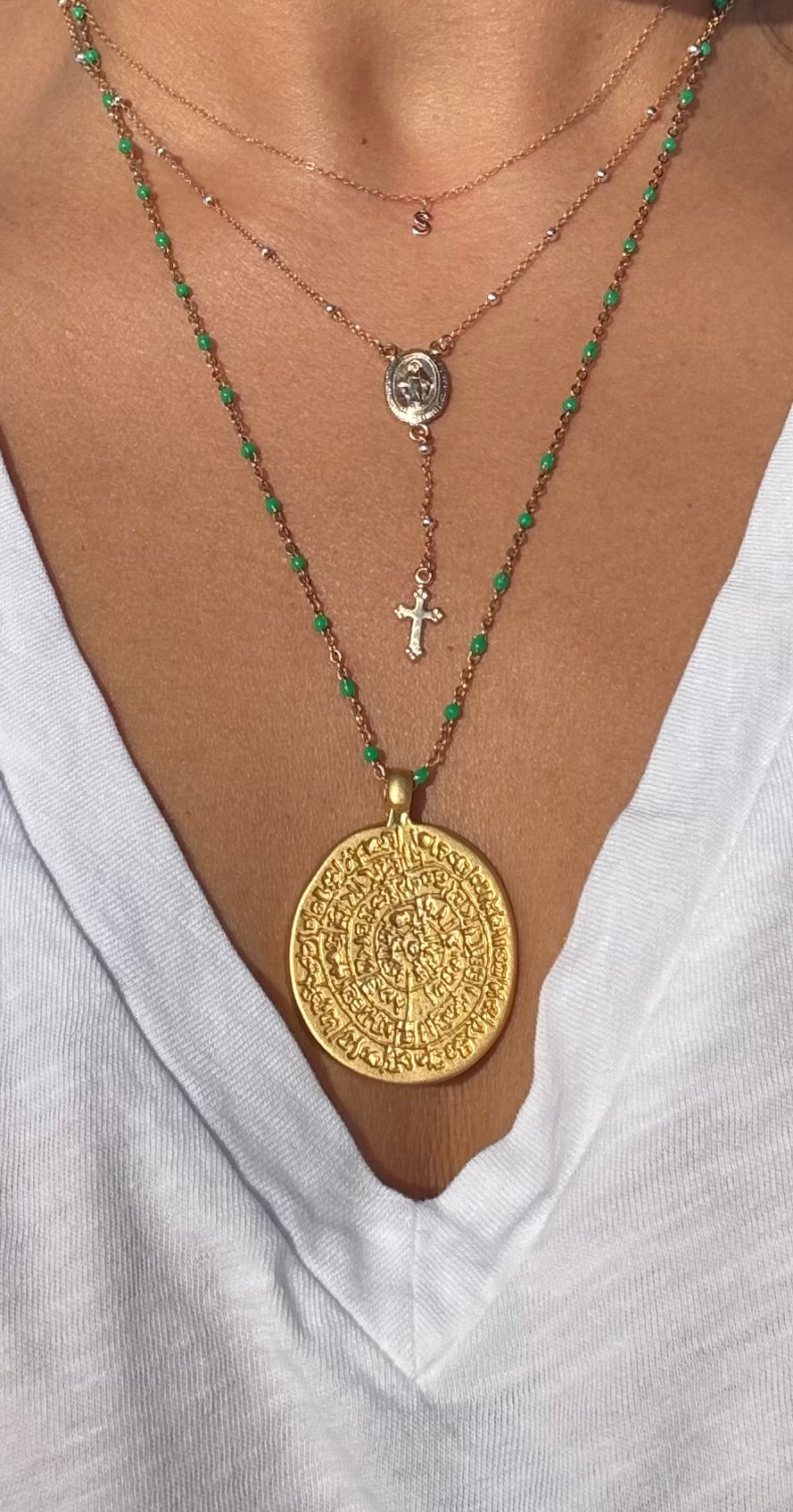 Sterling Silver Gold Filled Lariat Rosary Necklace