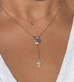 Sterling Silver Gold Filled Lariat Rosary Necklace