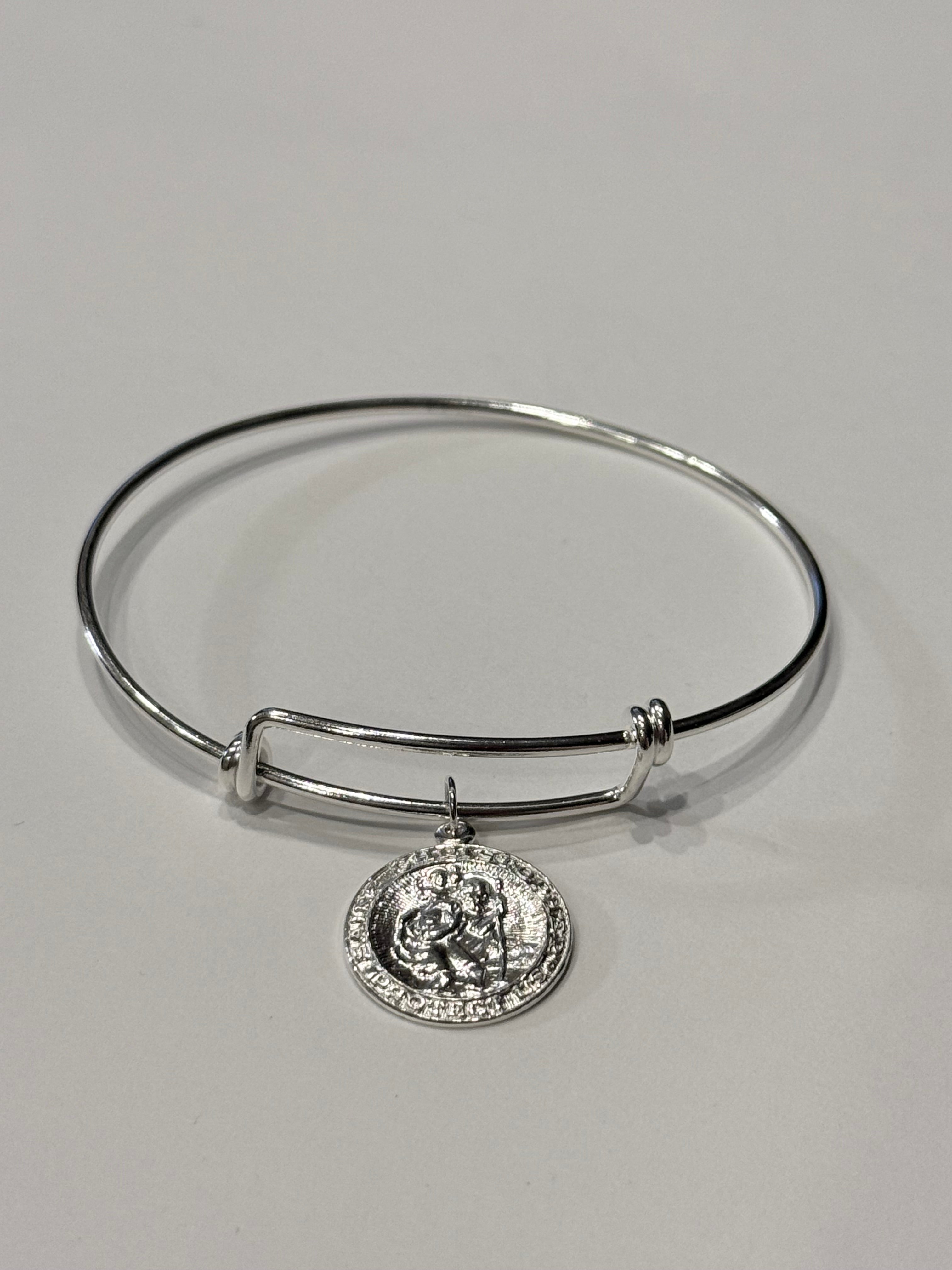 Saint Christopher Charm Wire Bracelet