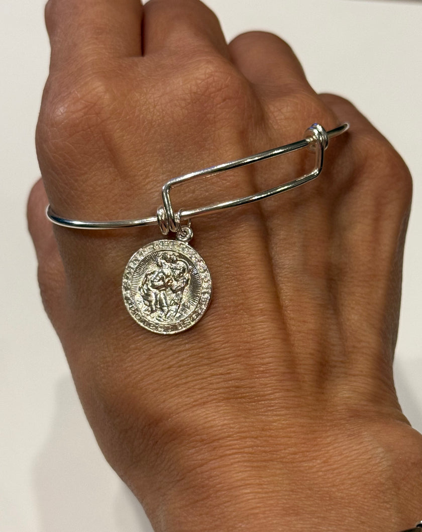 Saint Christopher Charm Wire Bracelet