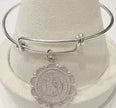 Saint Christopher Scalloped Charm Wire Bracelet
