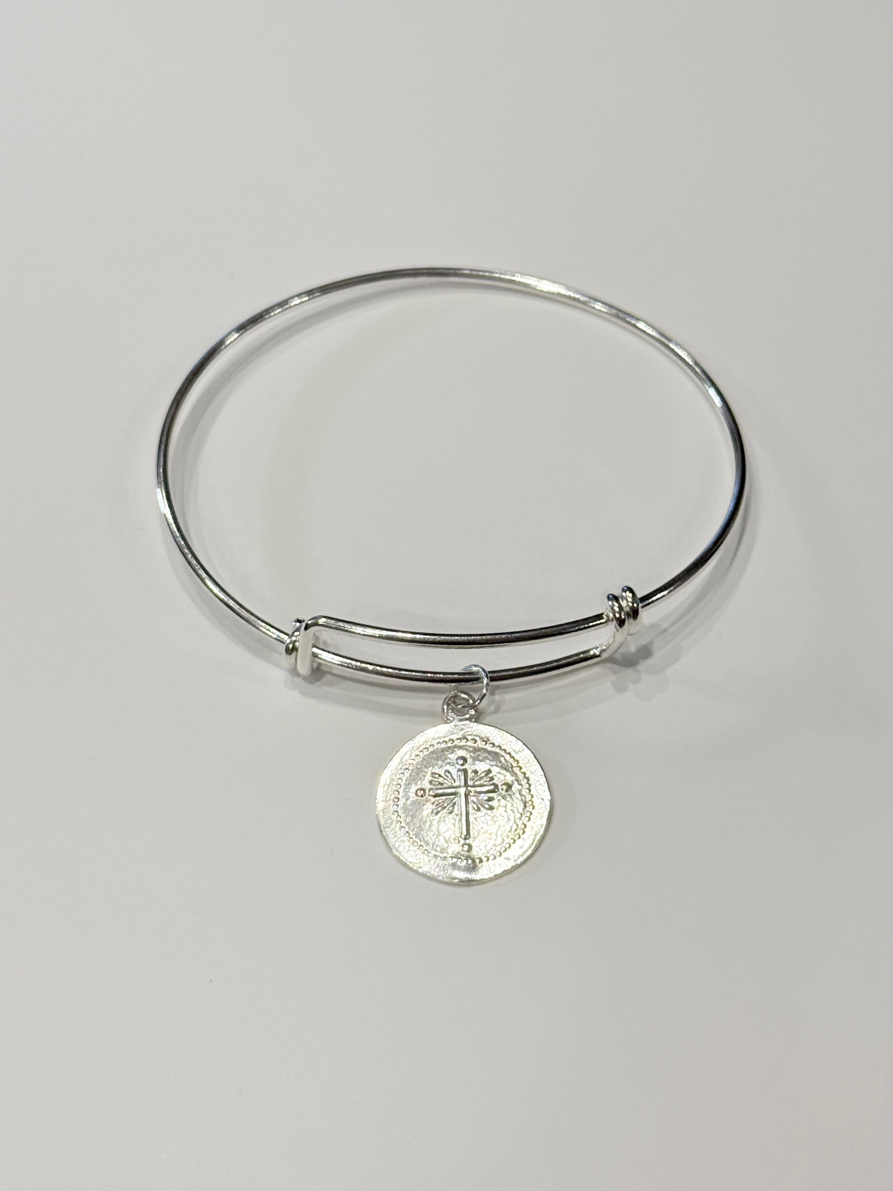 Cross Coin Wire Bracelet