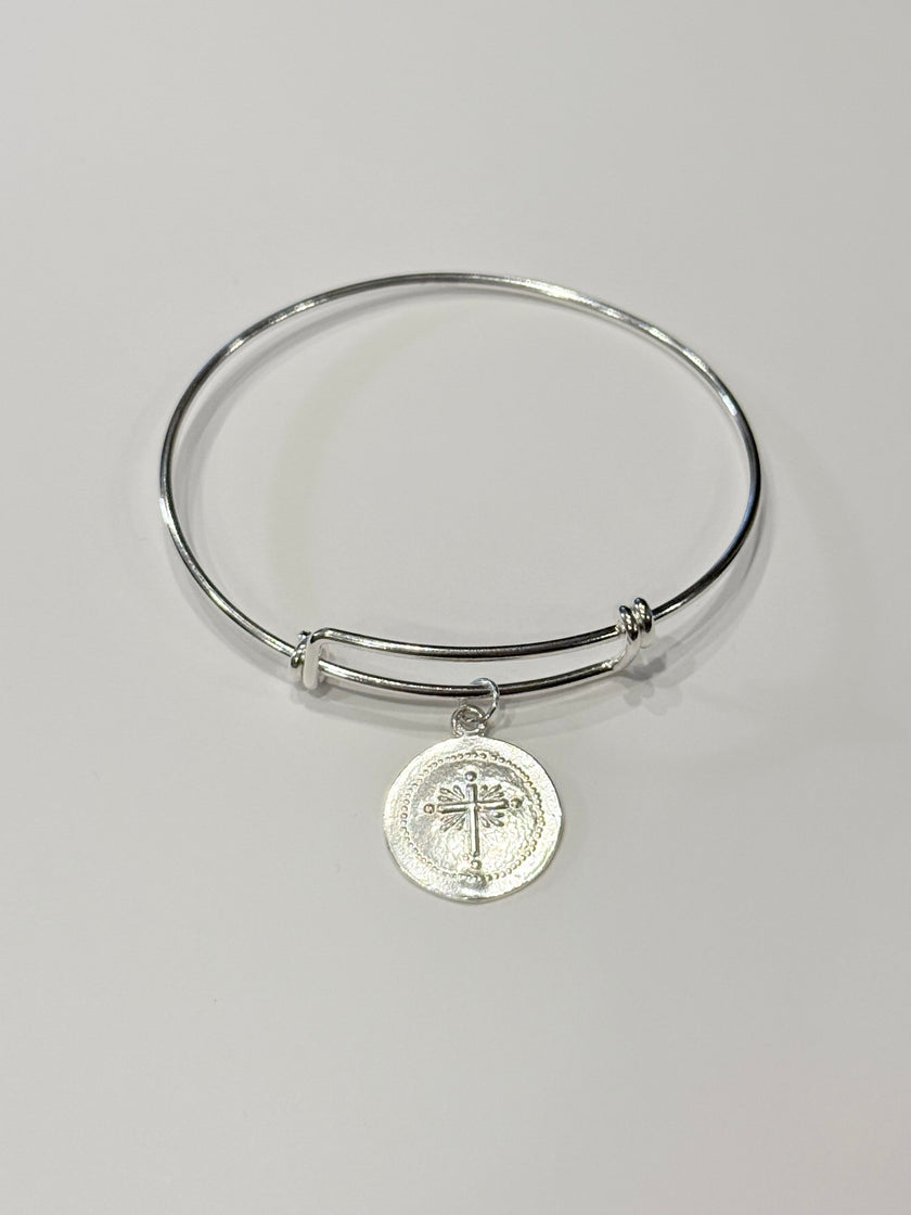 Cross Coin Wire Bracelet