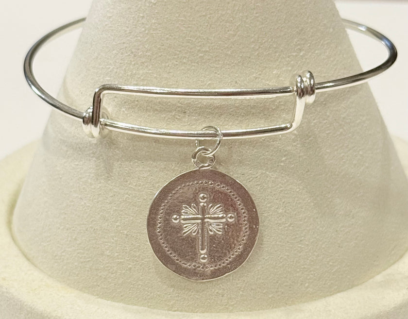 Cross Coin Wire Bracelet