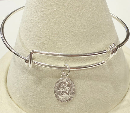 Saint Christopher Petite Charm Wire Bracelet