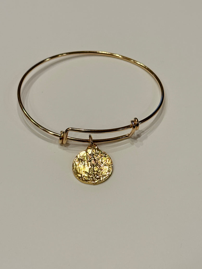 Gold Saint Michael The Archangel Wire Bracelet