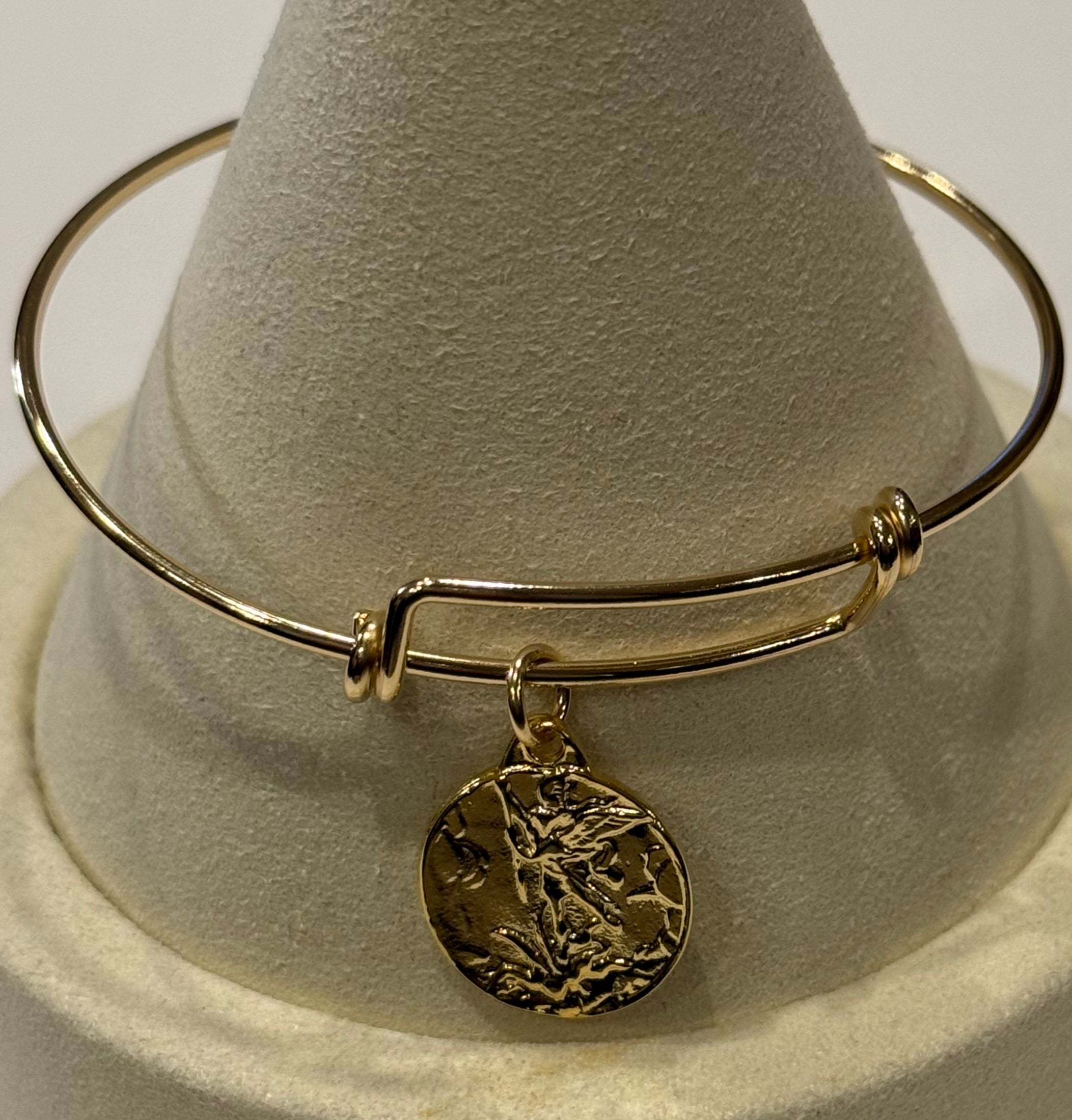 Gold Saint Michael The Archangel Wire Bracelet