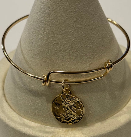 Gold Saint Michael The Archangel Wire Bracelet