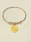 Gold Star of David Charm Wire Bracelet