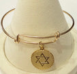 Gold Star of David Charm Wire Bracelet