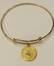 Gold Saint Christopher Charm Wire Bracelet