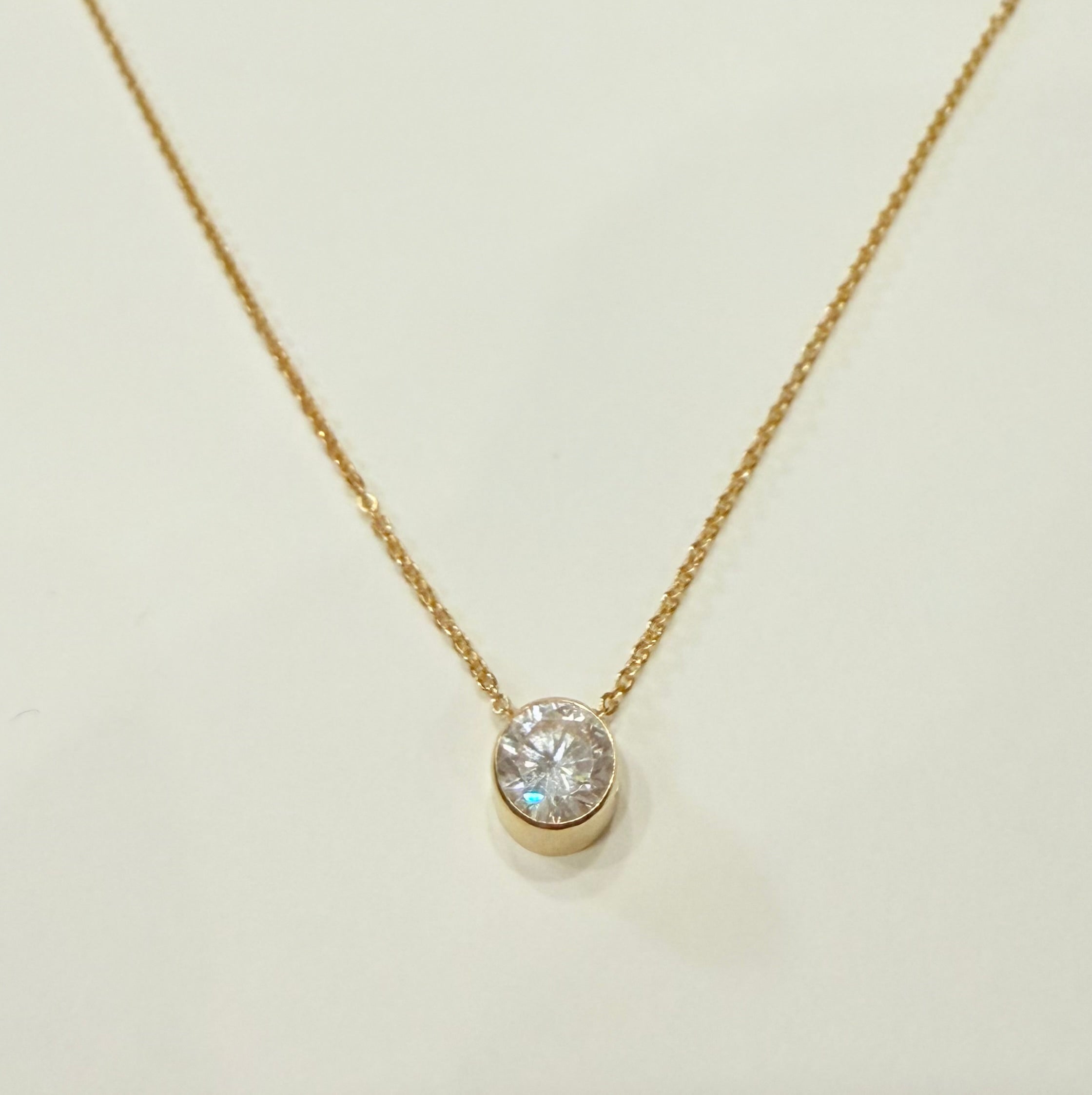Gold Floating Solitaire Necklace