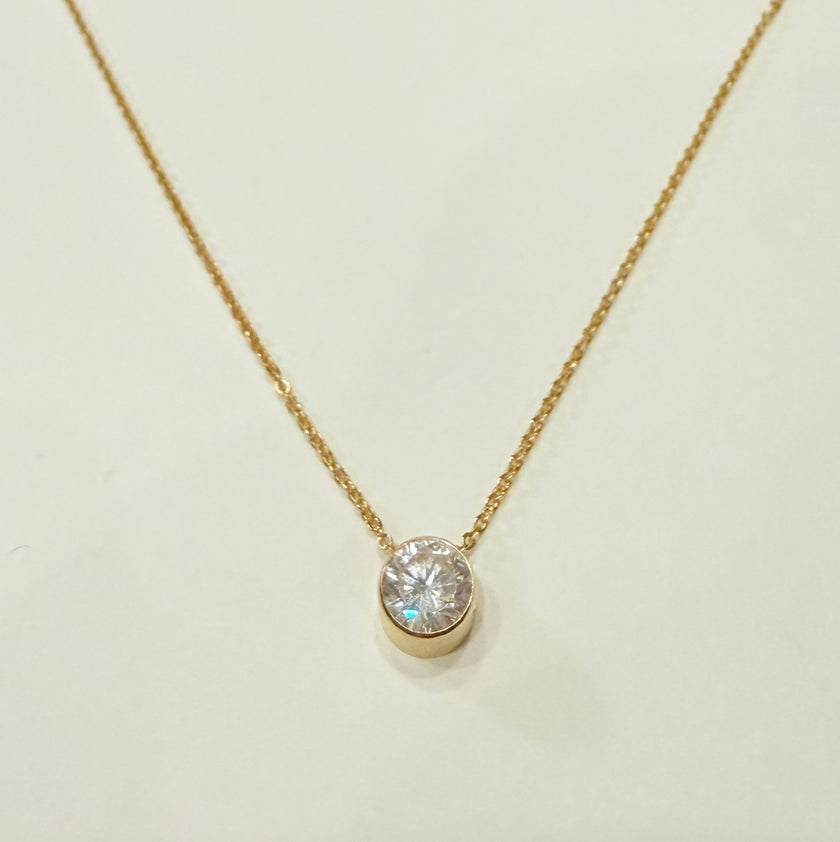 Gold Floating Solitaire Necklace