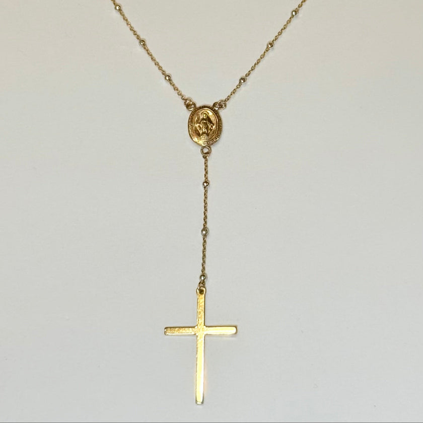 Sterling Silver Gold Filled Lariat Rosary Necklace