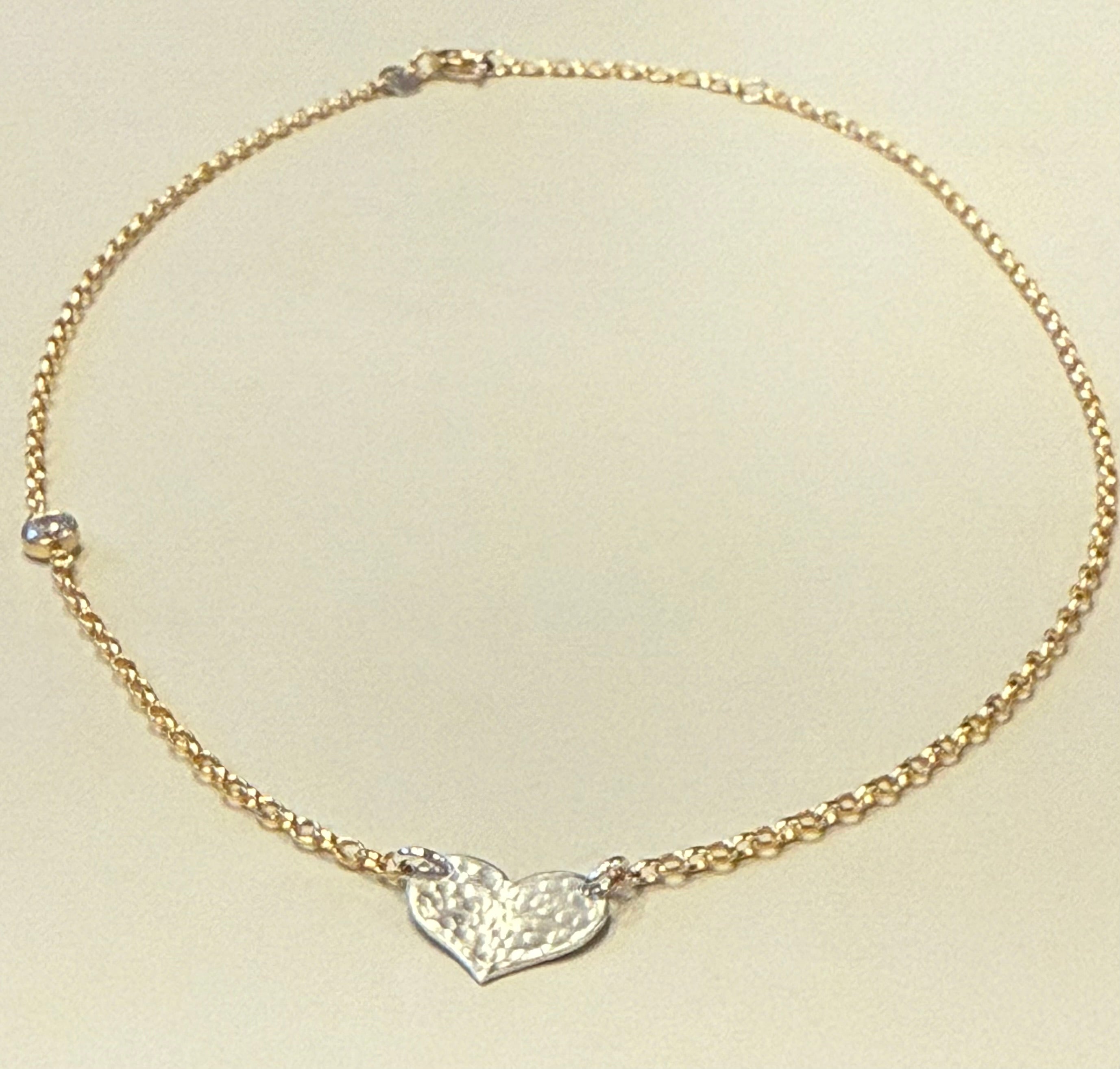 Sterling Silver Hammered Heart Necklace