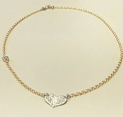Sterling Silver Hammered Heart Necklace