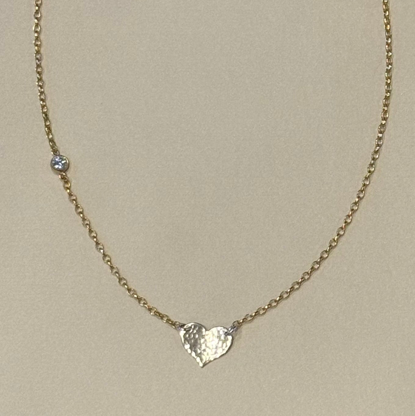 Sterling Silver Hammered Heart Necklace