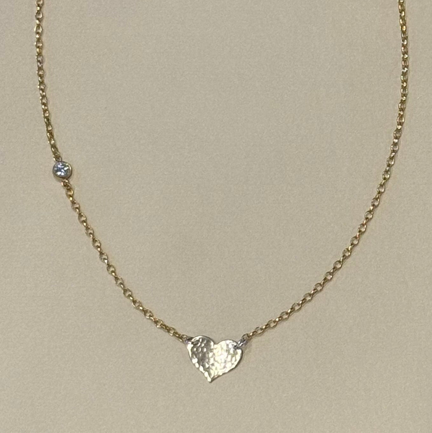 Sterling Silver Hammered Heart Necklace