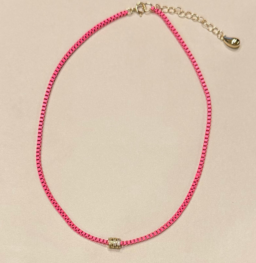 Hot Pink Chain Necklace