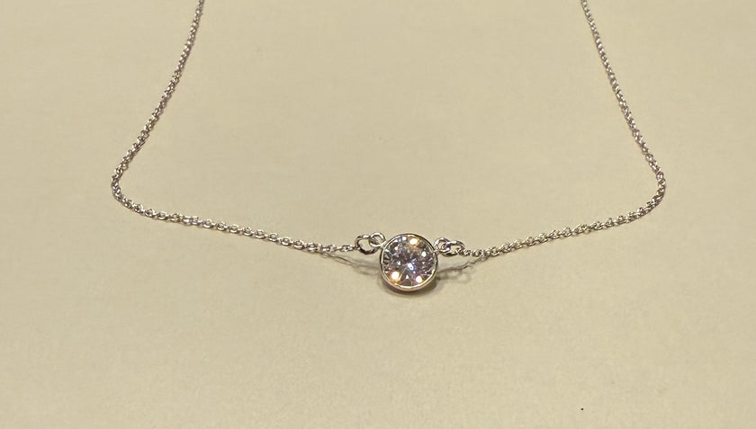 Sterling Silver Solitaire Necklace
